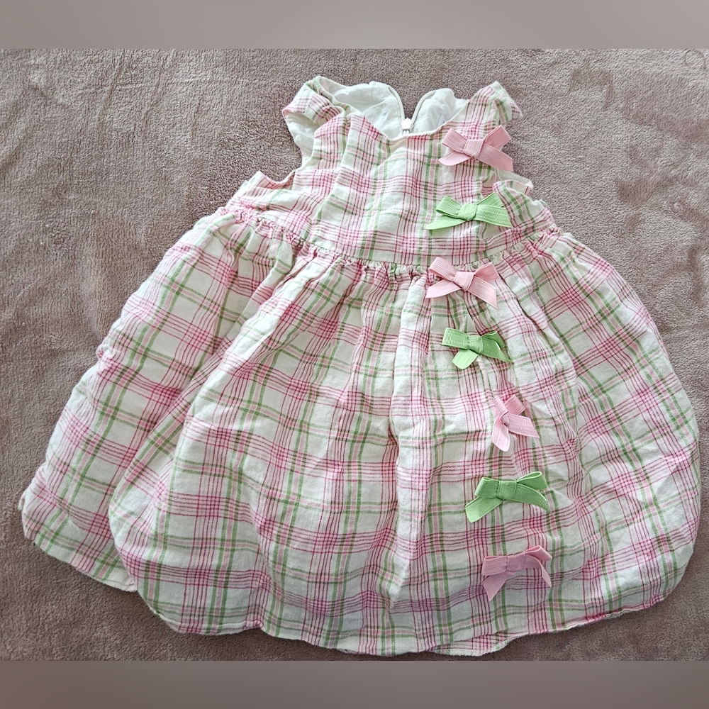 Childrens Place - SPring Plaid Baby Dress with Bows - 12m